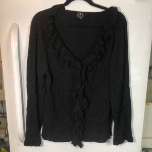 INC 3x black ribbed long sleeve ruffled sweater